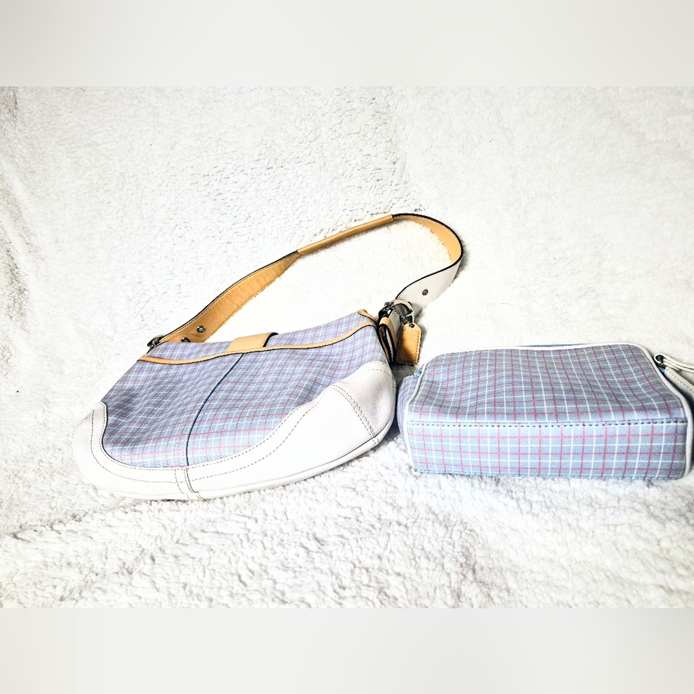 COACH: Plaid Hobo Bag and Matching Cosmetic Bag Set - Picture 9 of 12